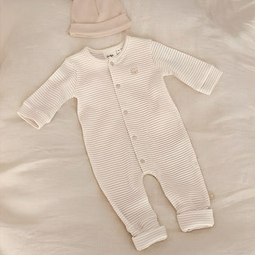 Feetje Pak Omslagvoet Rib Met Streep Honey Bear Sand