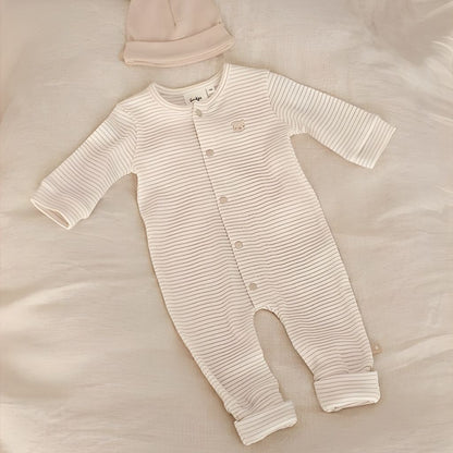 Feetje Pak Omslagvoet Rib Met Streep Honey Bear Sand