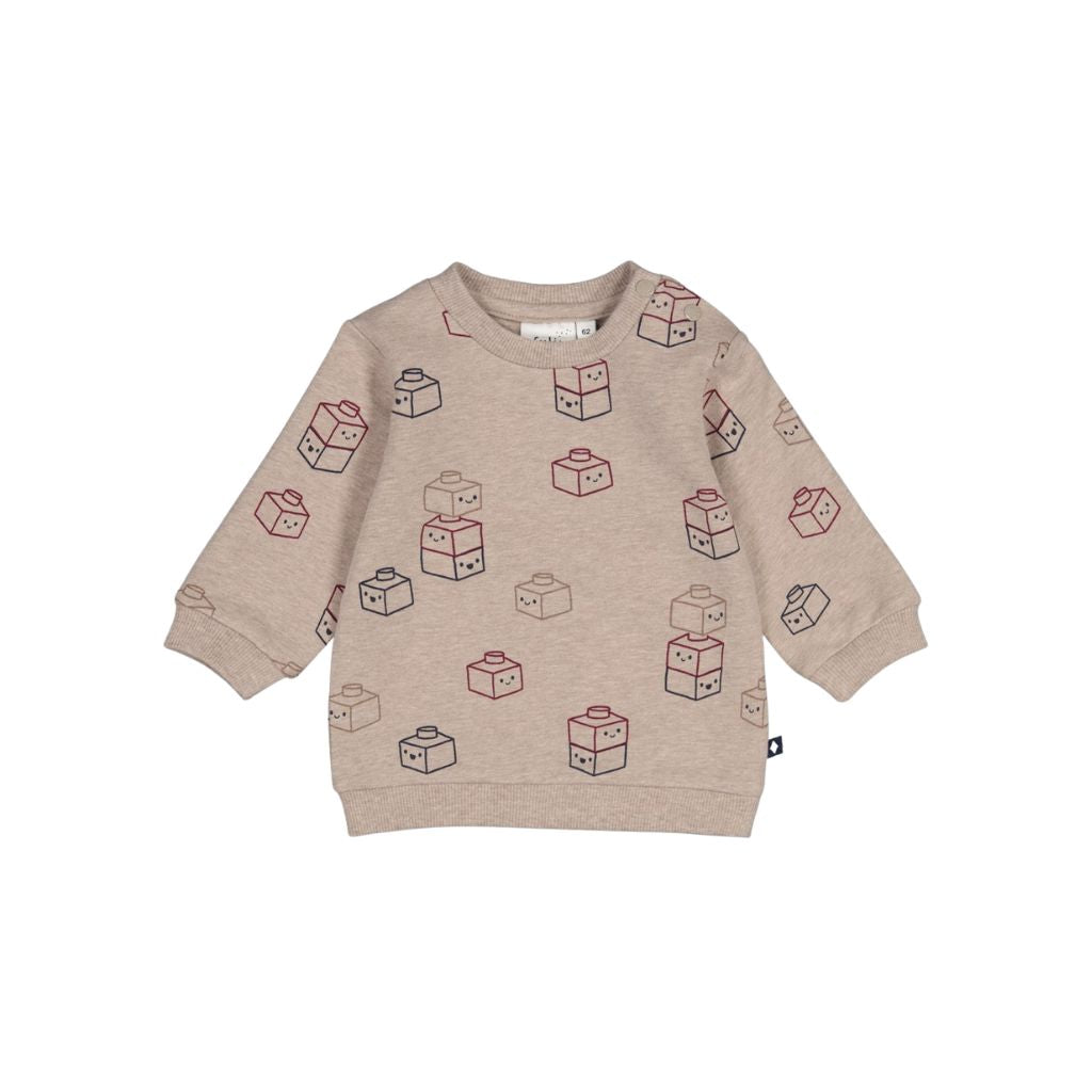 Feetje Sweater AOP Built For Fun Garçons Taupe Melange