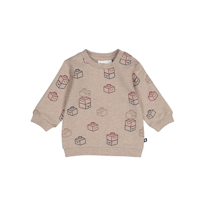 Feetje Sweater AOP Built For Fun Garçons Taupe Melange