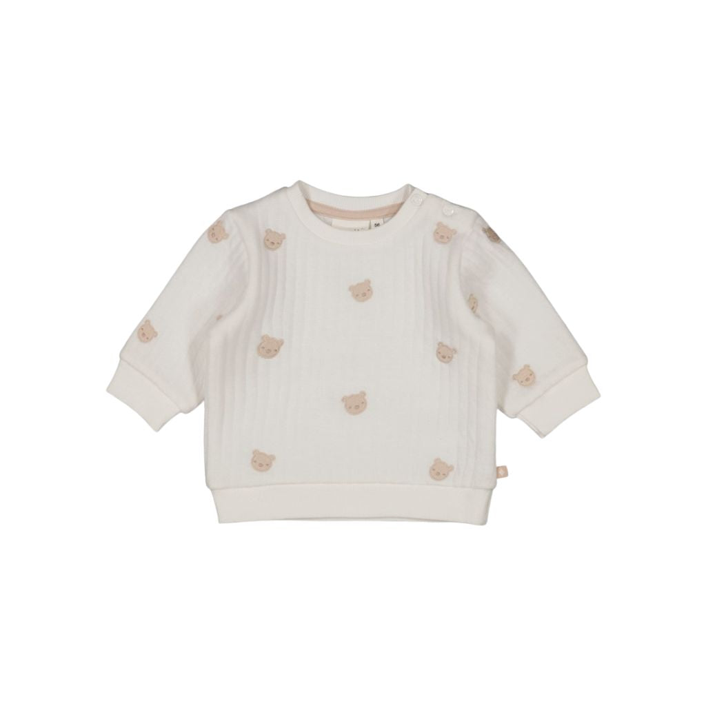 Feetje Pull Avec Broderie Honey Bear Blanc Cassé Unisexe