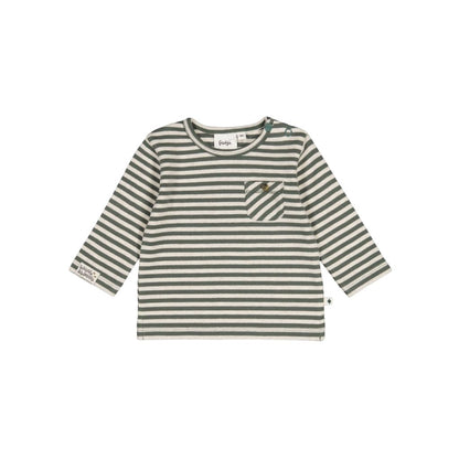 Feetje T-shirt à Manches Longues Col Côtelé et Rayures Wiggle and Waddle Garçons Green 