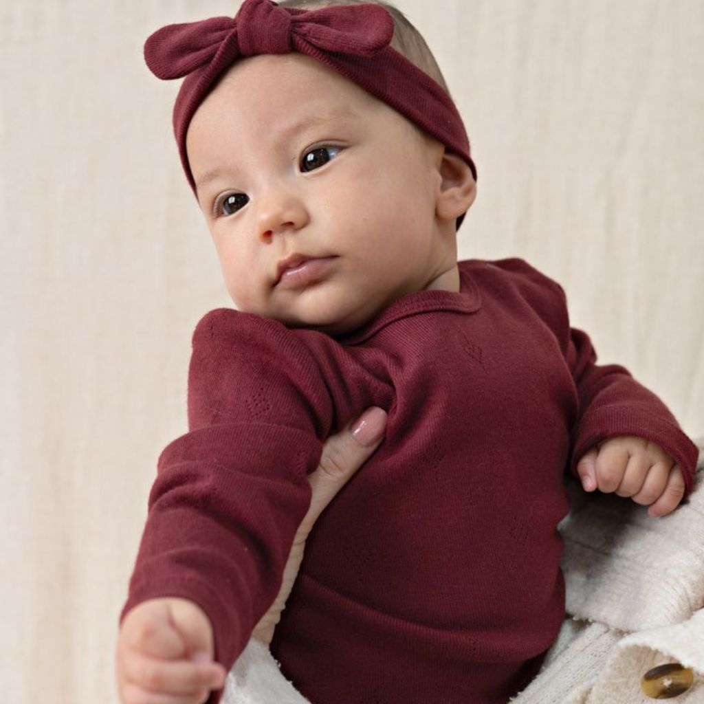 Feetje T-shirt Manches Longues Pointelle Rib My Little Love Filles Bordeaux
 