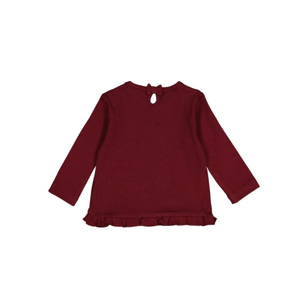 Feetje T-shirt Manches Longues Pointelle Rib My Little Love Filles Bordeaux
 