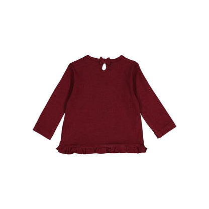 Feetje T-shirt Manches Longues Pointelle Rib My Little Love Filles Bordeaux
 