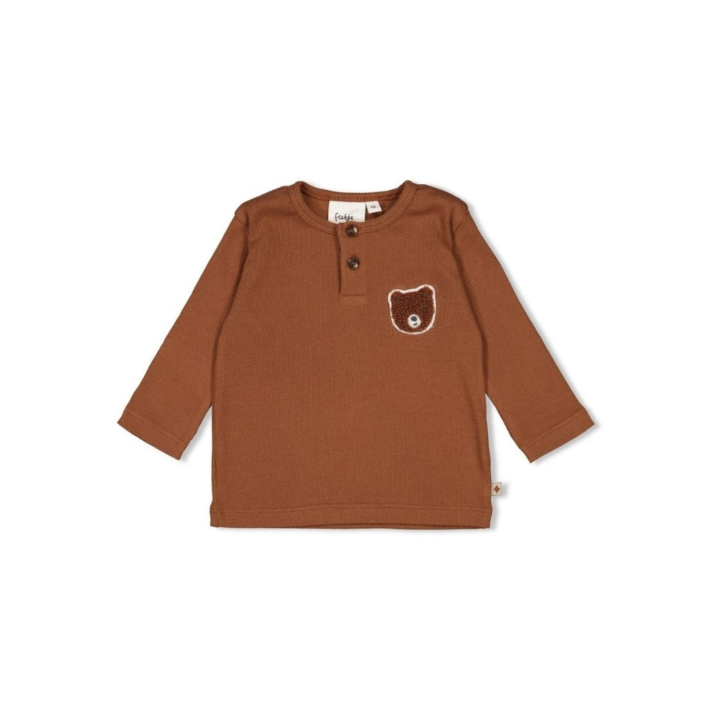 Feetje T-shirt lange mouwen rib Wild World Brown