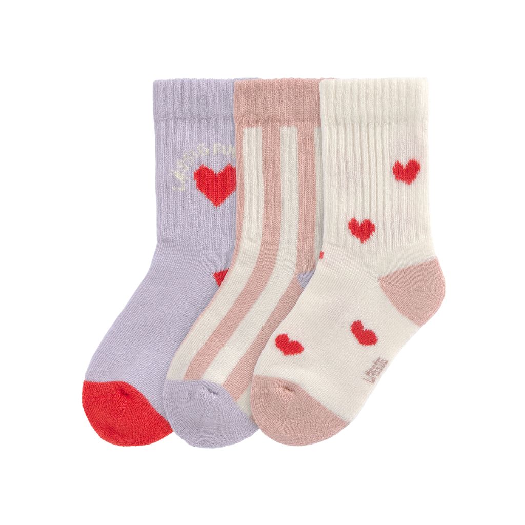 Lässig Chaussettes Terry Tennis GOTS Heart Multi – 3 paires