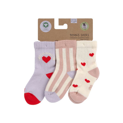 Lässig Chaussettes Terry Tennis GOTS Heart Multi – 3 paires