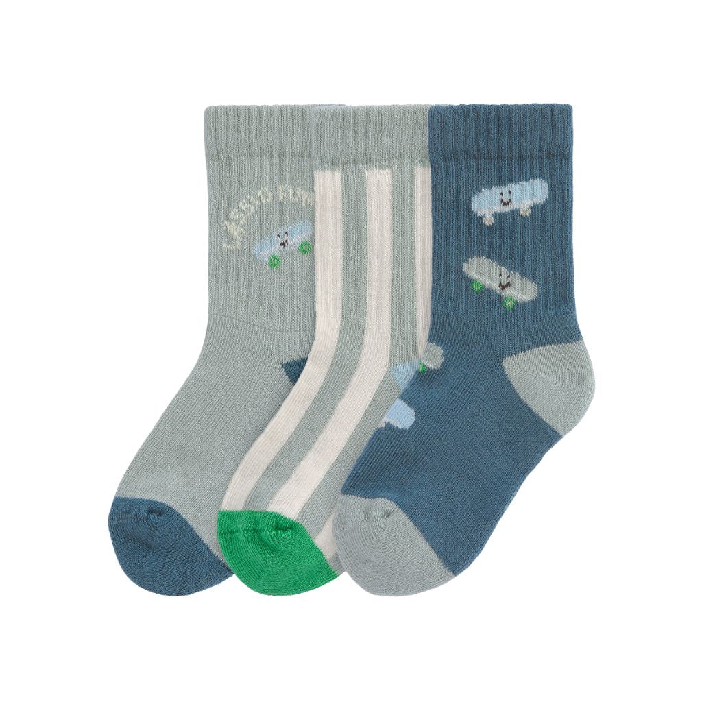 Lässig Chaussettes Terry Tennis GOTS Skateboard Multi – 3 paires