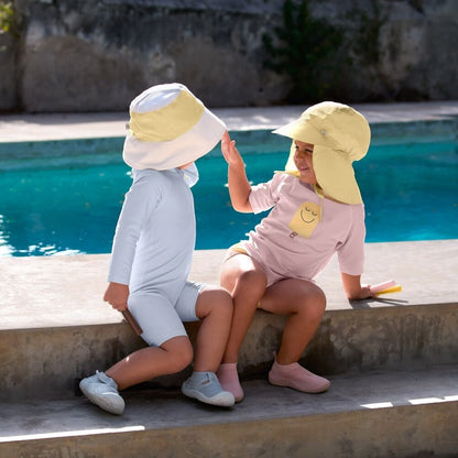 Lässig Zonnehoed Checkerboard Pale Yellow/Sea Salt