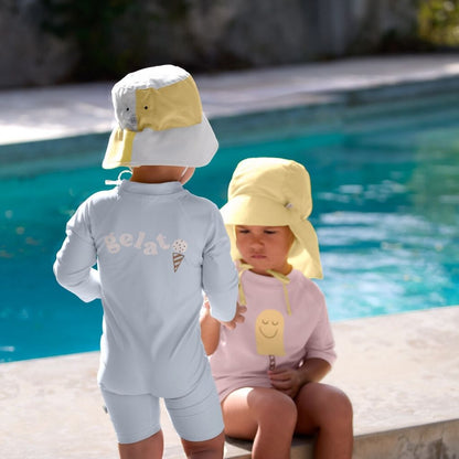 Lässig Zonnehoed Checkerboard Pale Yellow/Sea Salt