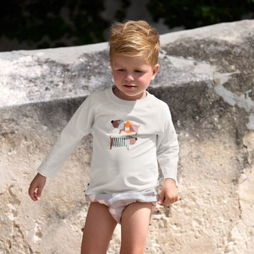 Lässig T-shirt de bain à manches longues Beach Dog Sea Salt Blanc