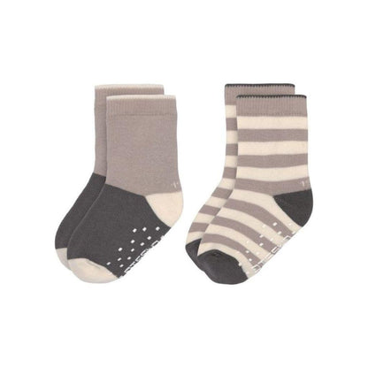 Lässig Paire de chaussettes Anti-slip anthracite/taupe - 2 pièces 