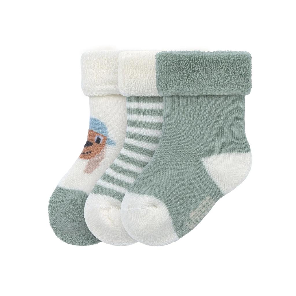 Lässig Chaussettes Terry GOTS Dog Vert – 3 pièces