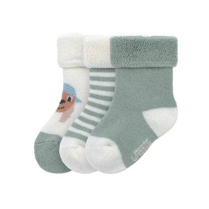 Lässig Chaussettes Terry GOTS Dog Vert – 3 pièces
