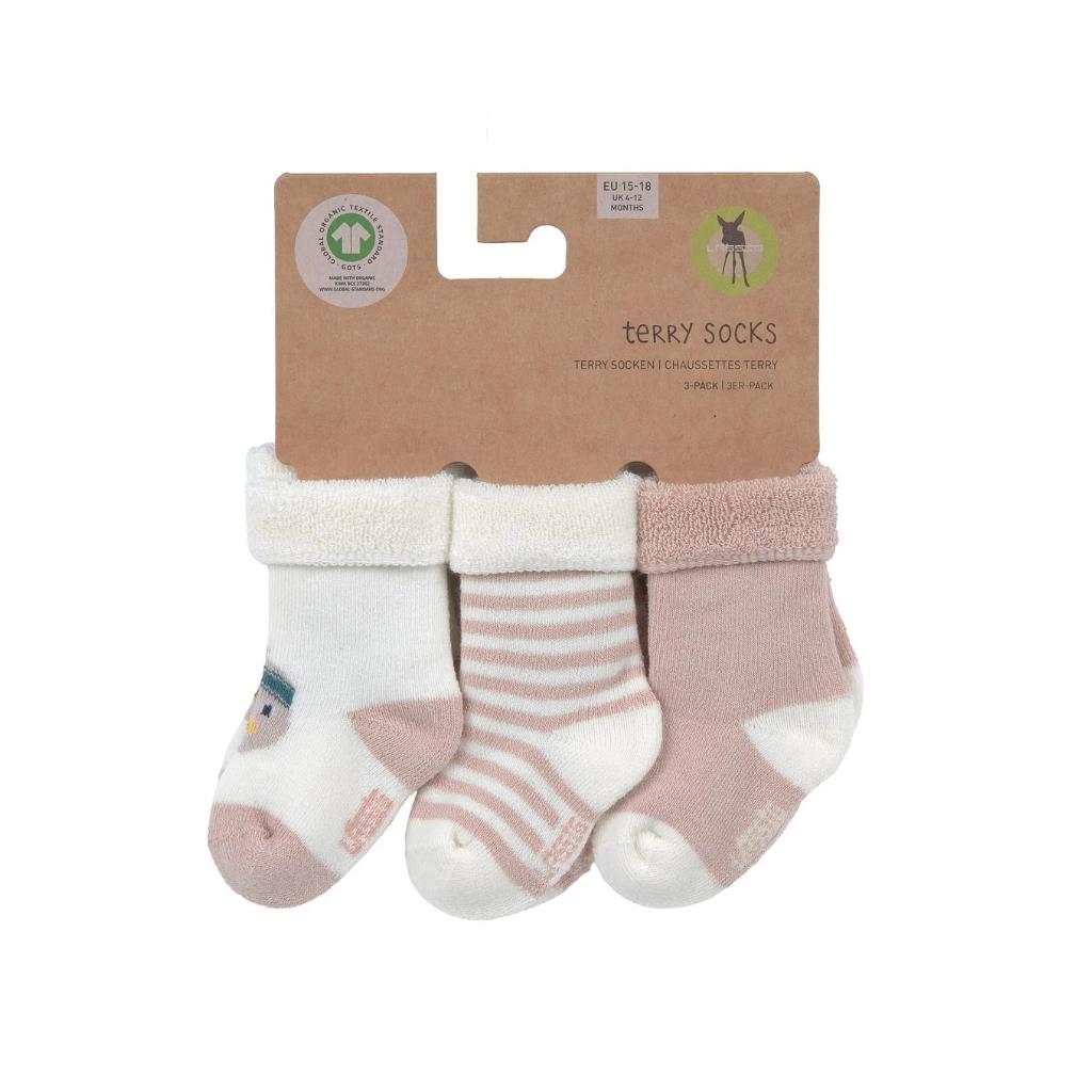 Lässig Chaussettes Terry GOTS Duck Rose – 3 pièces