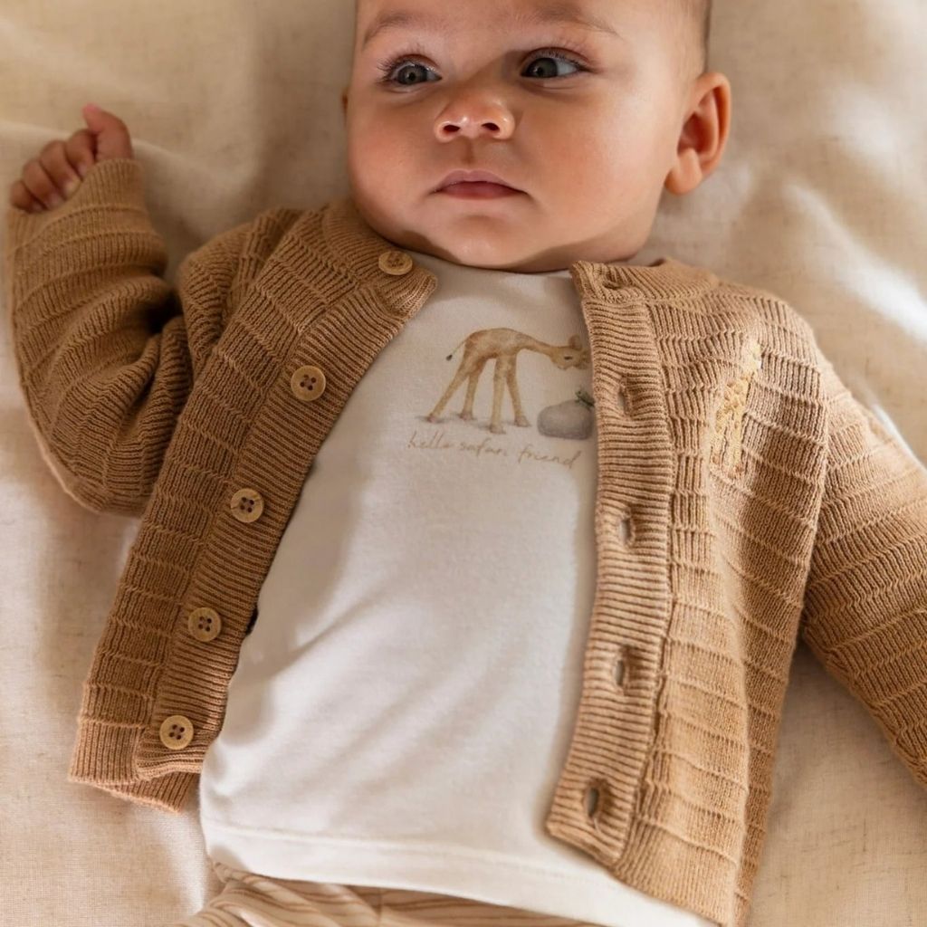Little Dutch Cardigan Gebreid Safari Friends Soft Tan Uniseks
