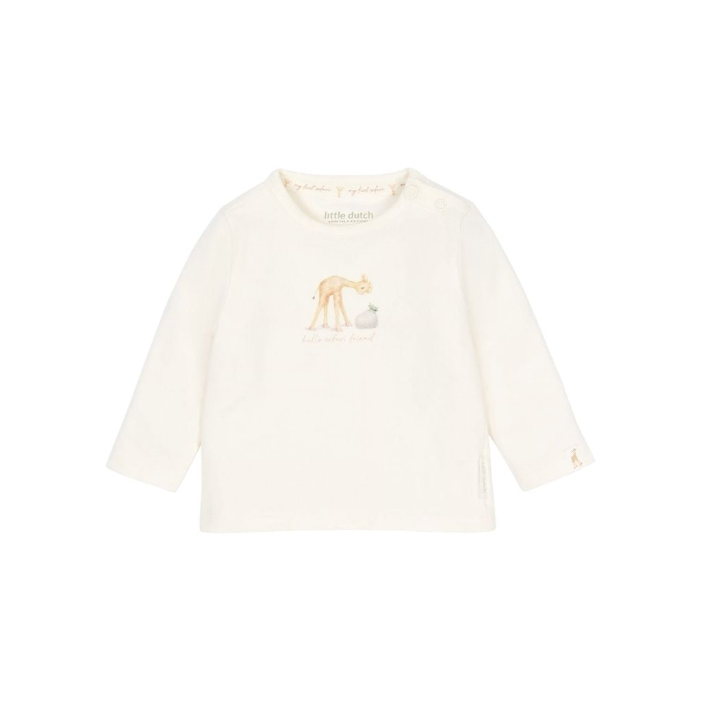 Little Dutch T-shirt Longues Manches Safari Friends Crème Unisexe 