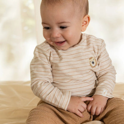 Little Dutch T-shirt Manches Longues Little Safari Stripe Brown Unisexe