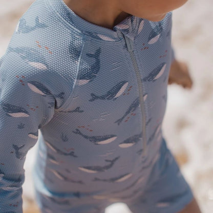 Little Dutch Maillot de bain à manches longues Ocean Splash Blue