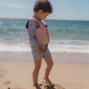 Little Dutch Zwempak lange mouwen Ocean Splash Blue