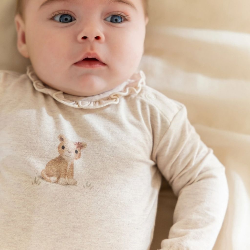 Little Dutch Body à Manches Longues Safari Friends Beige Unisexe 
