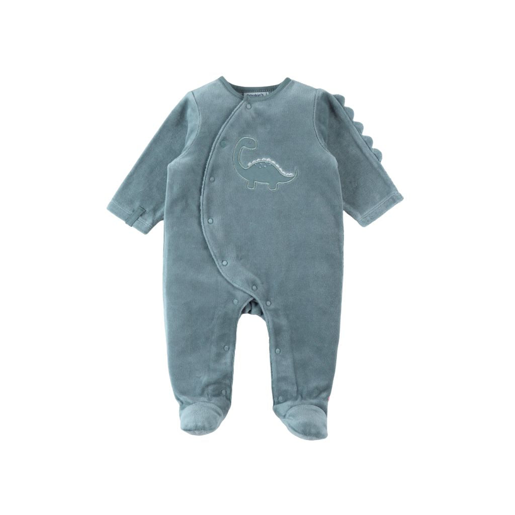 Noukie's Pyjama Rib Fluweel Dino Aqua