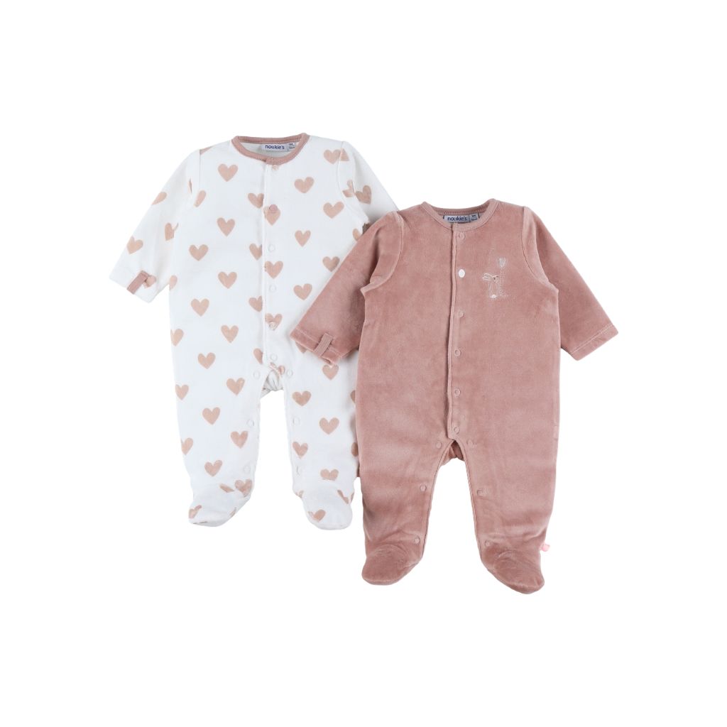 Noukie's Pyjamas pour bébé Mon Cœur rose/blanc – 2 pièces