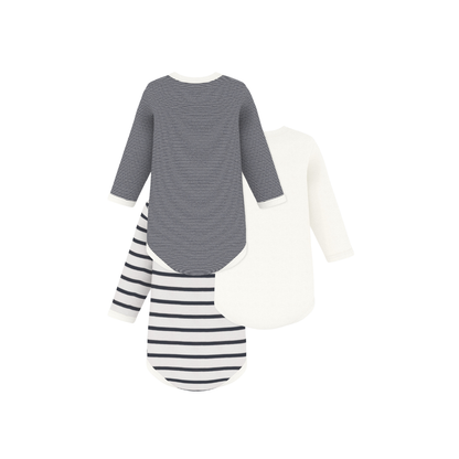 Petit Bateau Body à manches longues Rayures - 3 pièces