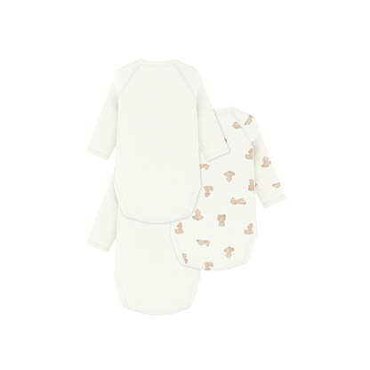 Petit Bateau Body met overslag en lange mouwen Beer - 3 stuks