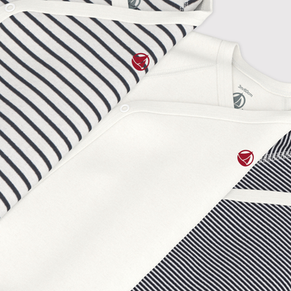 Petit Bateau Body met overslag en lange mouwen Strepen - 3 stuks