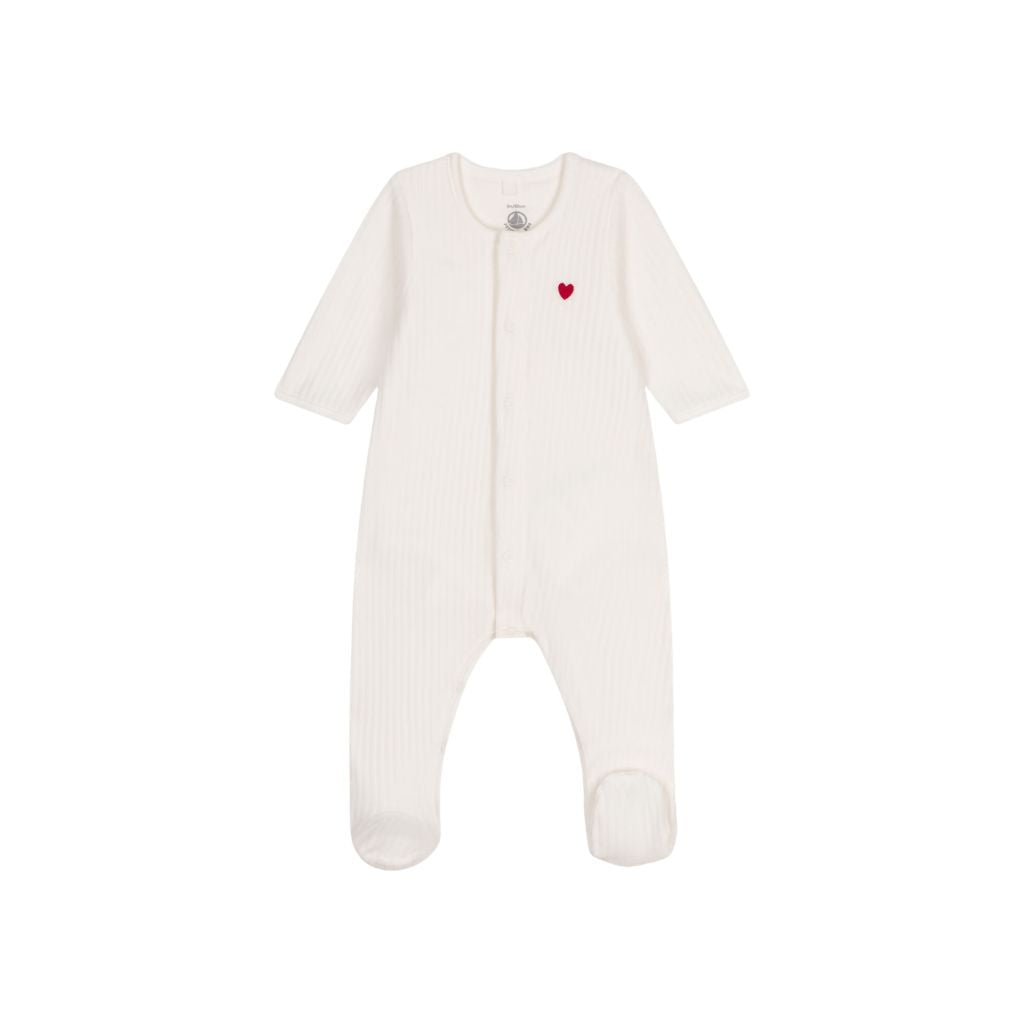 Petit Bateau Pyjama met geïntregeerde body Velours Wit Uniseks