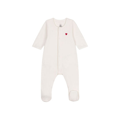 Petit Bateau Pyjama met geïntregeerde body Velours Wit Uniseks