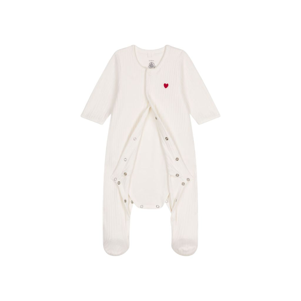 Petit Bateau Pyjama met geïntregeerde body Velours Wit Uniseks