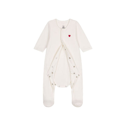 Petit Bateau Pyjama met geïntregeerde body Velours Wit Uniseks