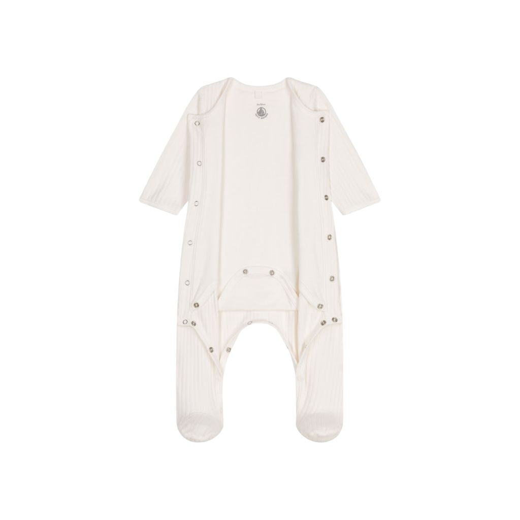 Petit Bateau Pyjama met geïntregeerde body Velours Wit Uniseks