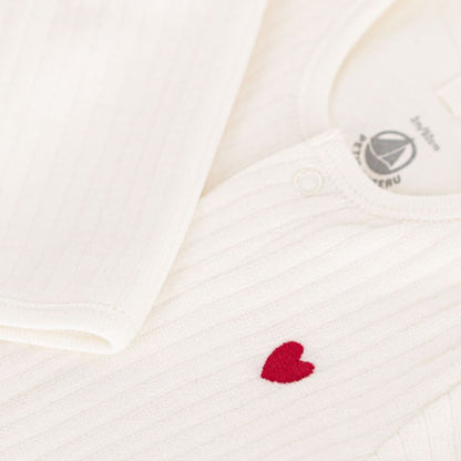 Petit Bateau Pyjama met geïntregeerde body Velours Wit Uniseks