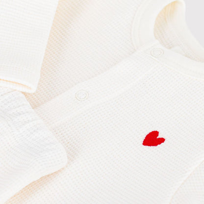 Petit Bateau 2-delige Kledingset Cardigan en Broekje Wit Uniseks