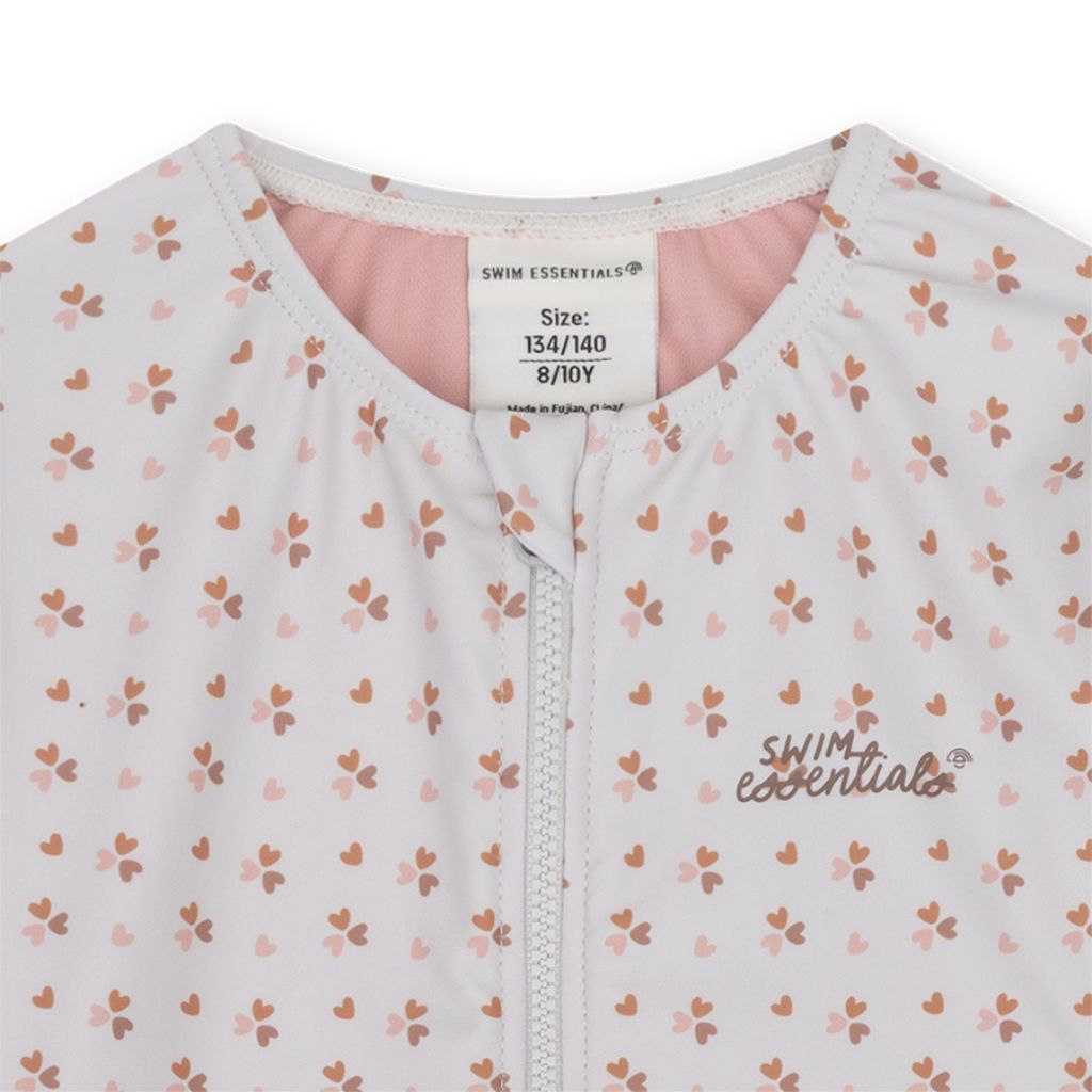 SwimEssentials T-shirt de bain anti-UV Cozy Hearts Blanc Rose