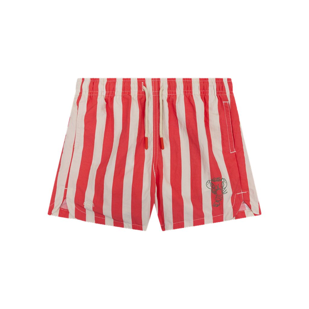 SwimEssentials Short de bain Lobster Stripe Rouge Blanc