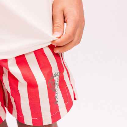 SwimEssentials Short de bain Lobster Stripe Rouge Blanc