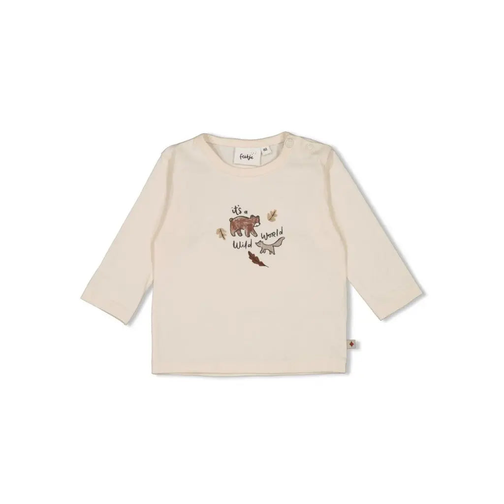 Feetje t-shirt lange mouw - Wild World Offwhite Jongen