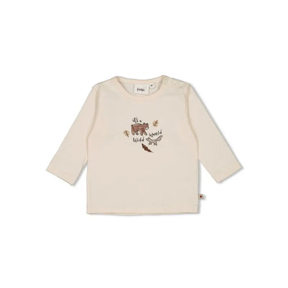 Feetje t-shirt lange mouw - Wild World Offwhite Jongen