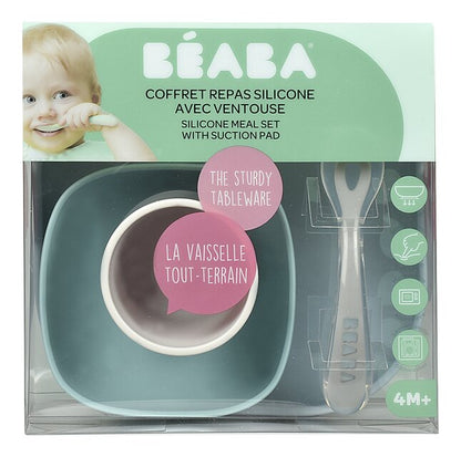 Béaba Set repas 4 pièces silicone Jungle bleu