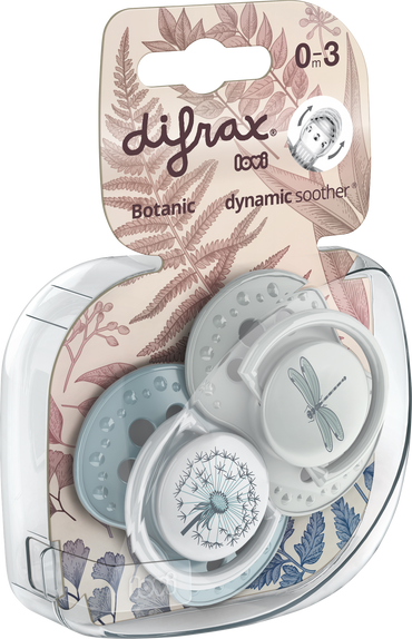 Difrax Fopspeen + 0 maanden LOVI Dynamic Botanic Blue/Green - 2 stuks