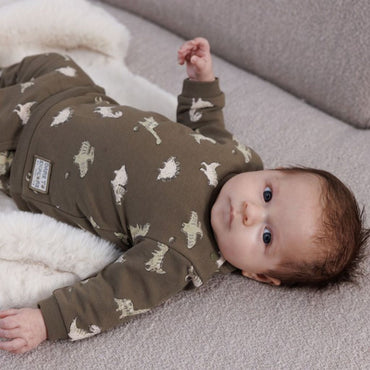 Feetje Sweater AOP - Rawrsome Olive Jongen