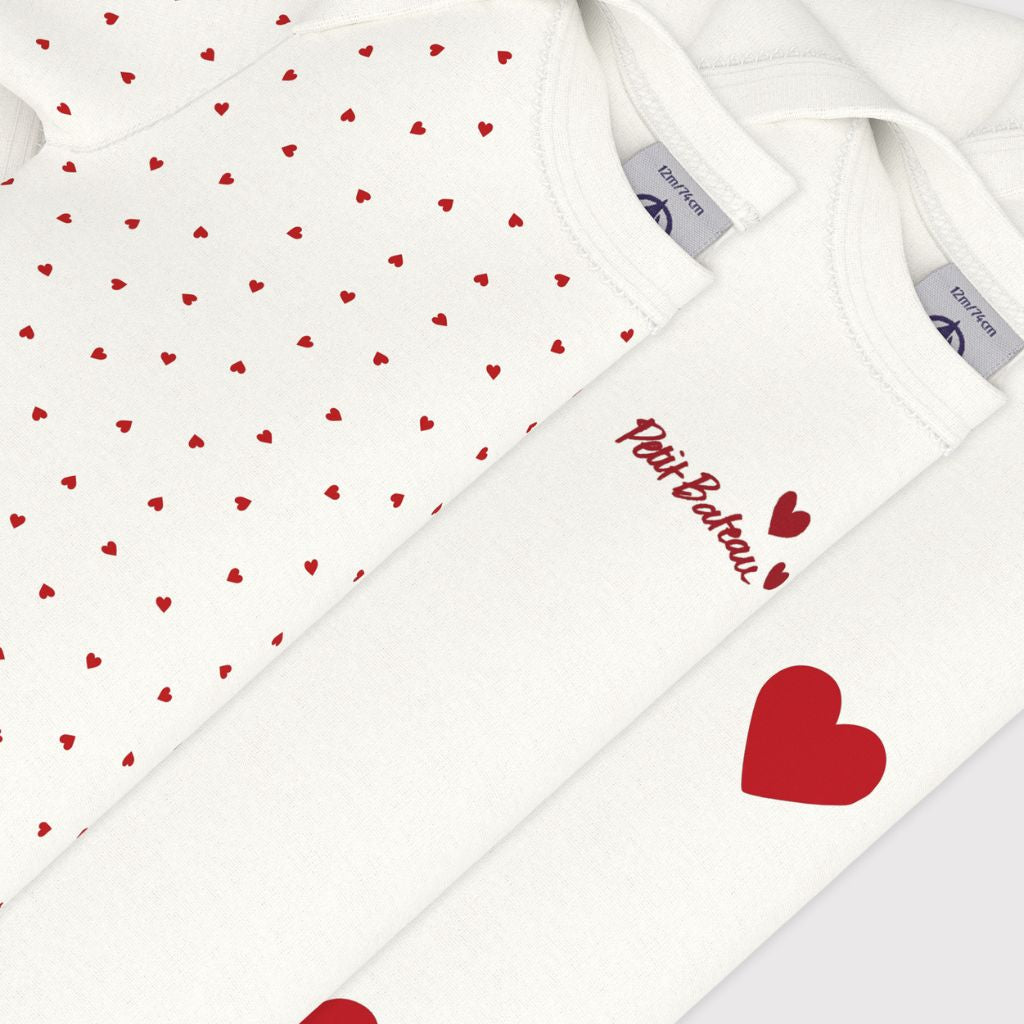 Petit Bateau Body à manches courtes Coeur - 3 pièces