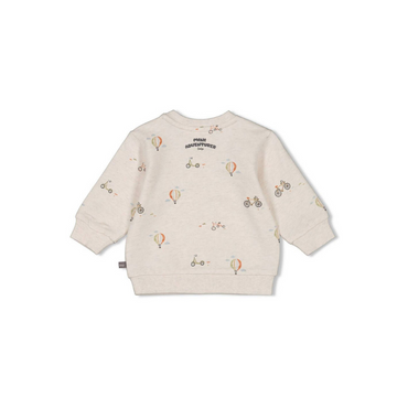 Feetje Sweater AOP - Mini Adventurer m 86 Offwhite Melange Jongens