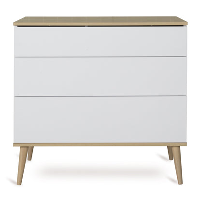 Quax Chambre de bébé 3 pièces (lit L 120 x Lg 60 cm + commode + armoire 3 portes) Flow White