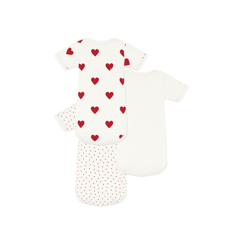 Petit Bateau Body à manches courtes Coeur - 3 pièces